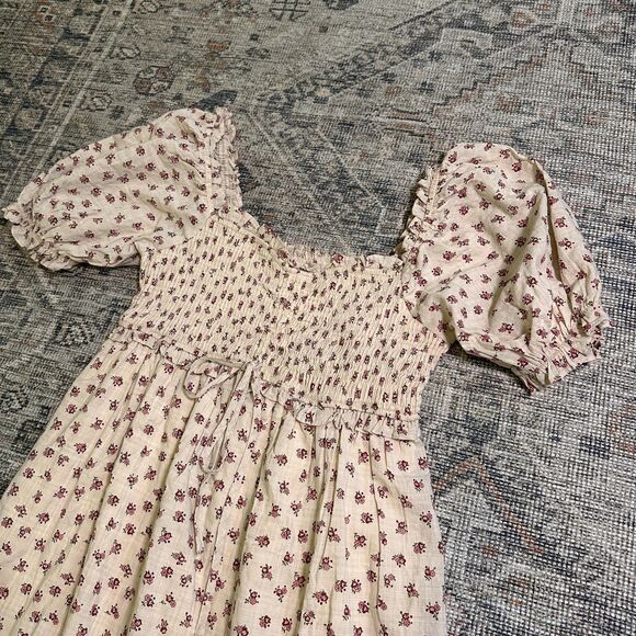 Neuflora Brookfield Dress Puff Sleeve Smocked Bodice Floral Midi | Size S - Picture 4 of 11
